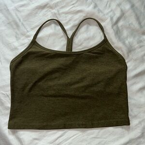 Beyond Yoga Spacedye Slim Racerback Cropped Tank - Deep Olive - L